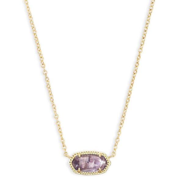 Jewelry - Women's 14k Gold Amethyst Plated Dainty Oval Pendant Necklace Fashion Jewelry